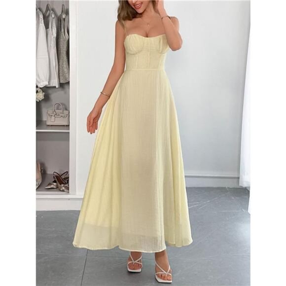 Texture Sweetheart Neck Backless Cami Dress - Picture 4 of 11